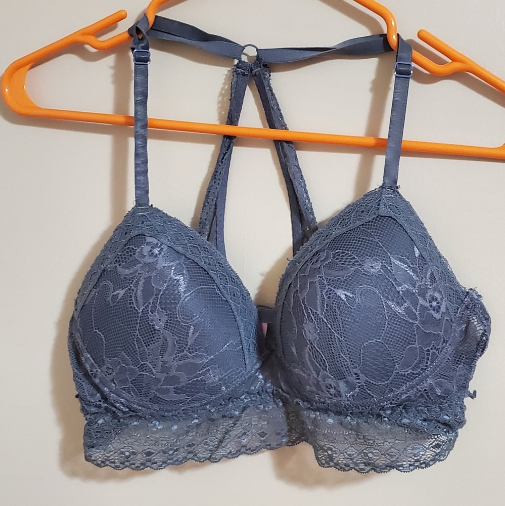 Gray lace bra